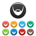 Oval beard icons set color