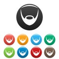 Oval beard icons set color vector