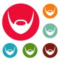 Oval beard icons circle set