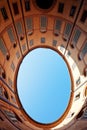 Oval blue sky in in Italian urban court