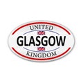 Oval button Icon of national flag of United Kingdom of Great Britain. Union Jack on the white background with lettering
