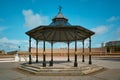 Oval Cliftonville Bandstand in the seaside town of Margate, England, in sunny weather