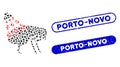 Oval Collage Get Rid of Fleas with Textured Porto-Novo Stamps
