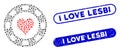 Oval Collage Heart Casino Chip with Scratched I Love Lesbi Stamps