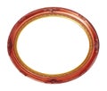 Oval copper-red wooden frame isolated clipping path Royalty Free Stock Photo