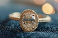 Oval Cut diamond engagement ring, luxury jewelry, closeup Royalty Free Stock Photo