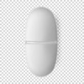 Oval cylinder white pill realistic 3d vector illustration. Universal tablet closeup isolated medicament. Painkiller or antibiotic