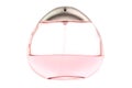 Oval egg-shaped pink female perfume flacon isolate