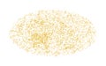 Oval, ellipse backdrop Golden texture crumbs. Gold dust scattering on a white background. Particles grain or sand assembled.