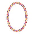 Oval floral frame. Circle flower wreath. For greeting card, wedding , birthday card, invitation.