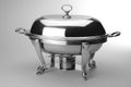 Oval food warmer in polished steel