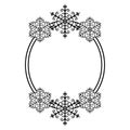 Oval frame with beautiful pattern of snowflakes. Christmas border, template for congratulations, invitations, cutting out, crafts Royalty Free Stock Photo