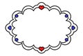 Oval Frame with black border. The frame is filled with hearts creating a visually appealing border with a blue, red and white Royalty Free Stock Photo