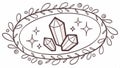 Oval frame with crystals and decorative leaf elements mystical vector design Generative AI Royalty Free Stock Photo