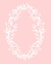 Oval frame made of sakura branches with flowers vector design