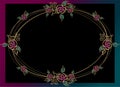 Oval frame . Roses. Gold. Vintage. Vector illustration. Royalty Free Stock Photo