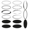 Oval frames Vector collection. Various elliptical border designs. Black and white set. Royalty Free Stock Photo