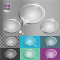 Oval glass speech bubble icons with soft shadow on gradient background . Vector illustration EPS 10 for web.