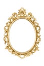 Oval gold picture frame isolated with clipping path. Royalty Free Stock Photo