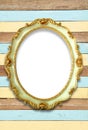 Oval golden color picture frame Royalty Free Stock Photo