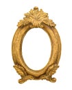 Oval golden decorative picture frame isolated on white