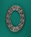 oval golden frame with floral pattern isolated Royalty Free Stock Photo