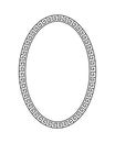 Oval greek pattern. Roman ellipse frame. Outline greece border isolated on white background. Round greec boarder for design prints