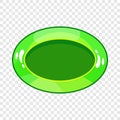 Oval green button icon, cartoon style