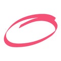 Oval hand drawn pink marker mark