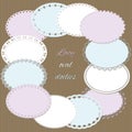 Oval lacy doilies big set on cardboard background.