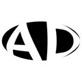 Oval logo double letter A, D two letters ad da