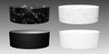 Oval marble product stand in white and black. Cylinder stone podium for advertising. Vector stage for musium or gallery