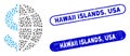 Oval Mosaic Global Business with Textured Hawaii Islands, USA Watermarks
