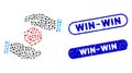 Oval Mosaic Hands Throw Dice with Scratched Win-Win Seals