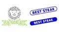 Oval Mosaic Pig Reward Ribbon with Textured Best Steak Watermarks