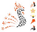 Oval Mosaic Rooster Fireworks Royalty Free Stock Photo
