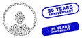 Oval Mosaic Rounded User Portrait with Scratched 25 Years Anniversary Watermarks