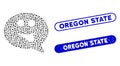 Oval Mosaic Tongue Smiley Message with Distress Oregon State Stamps