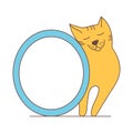 Oval photo frame with a cat. For album, decor.