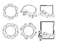 Oval round and rectangular music frames - beautiful vector set Royalty Free Stock Photo