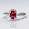 a oval ruby ring set in 18k white gold generative AI Royalty Free Stock Photo