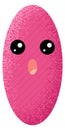 Oval shape with funny face expression. Textured color figure