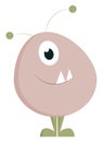 An oval-shaped cute-little pink monster vector or color illustration