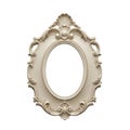 Ornate Oval Cream Colored Decorative Frame with Intricate Scrollwork and Filigree ornate frame Royalty Free Stock Photo