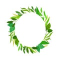 Oval Shaped Frame with Green Leaves or Foliage Vector Illustration