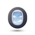 Oval-shaped object resembling an airplane window, set against a neutral background. Royalty Free Stock Photo