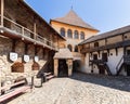 The oval-shaped Prejmer Castle courtyard is protected by 40-feet high 12-feet thick defending walls with shelter rooms