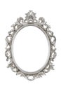 Oval silver picture frame isolated with clipping path. Royalty Free Stock Photo