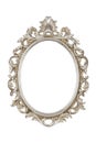 Oval silver picture frame isolated with clipping path. Royalty Free Stock Photo