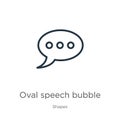 Oval speech bubble icon. Thin linear oval speech bubble outline icon isolated on white background from shapes collection. Line Royalty Free Stock Photo